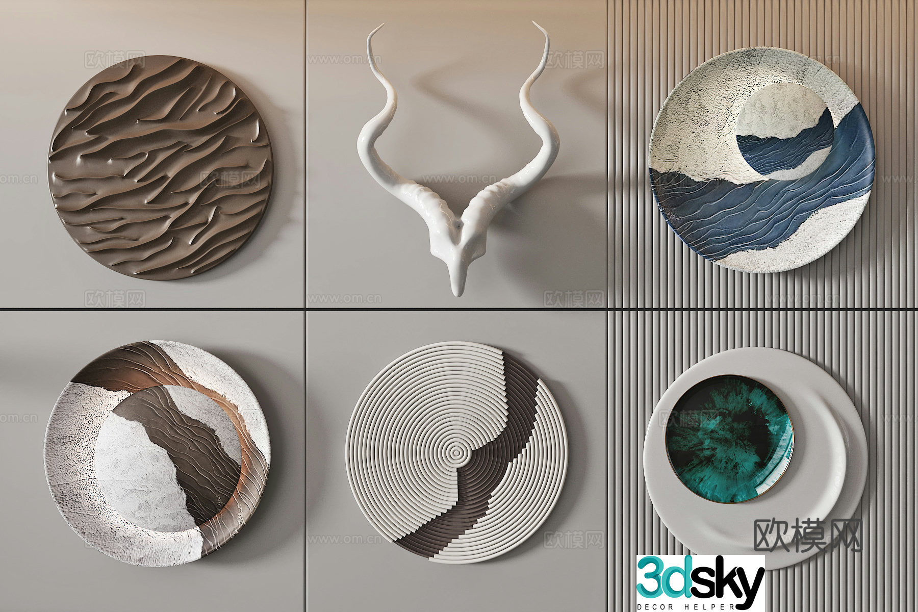 Modern wall decoration pendant art installation three-dimensional painting 3d model