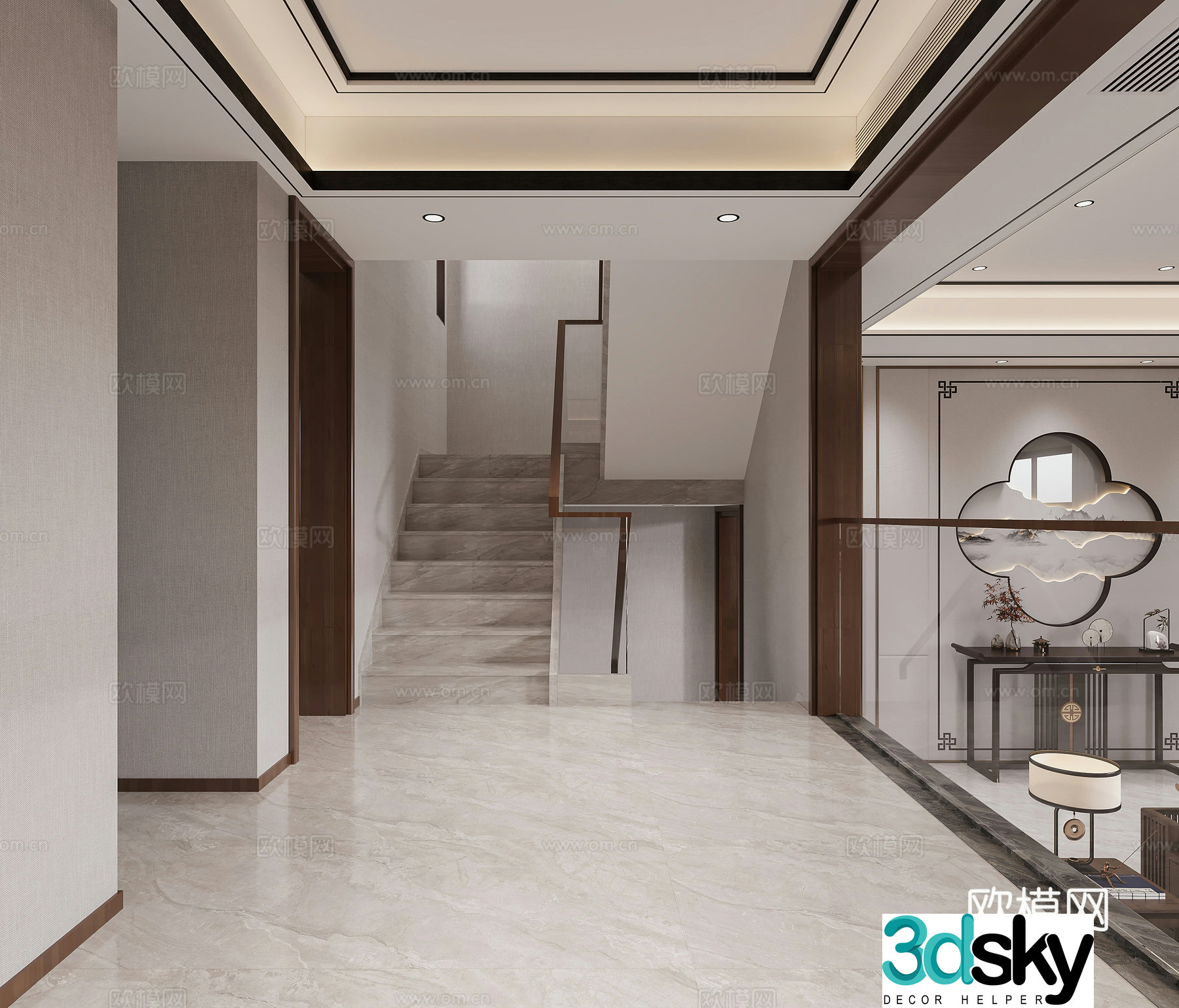 New Chinese stairwell Stairway Entrance Aisle 3D Model