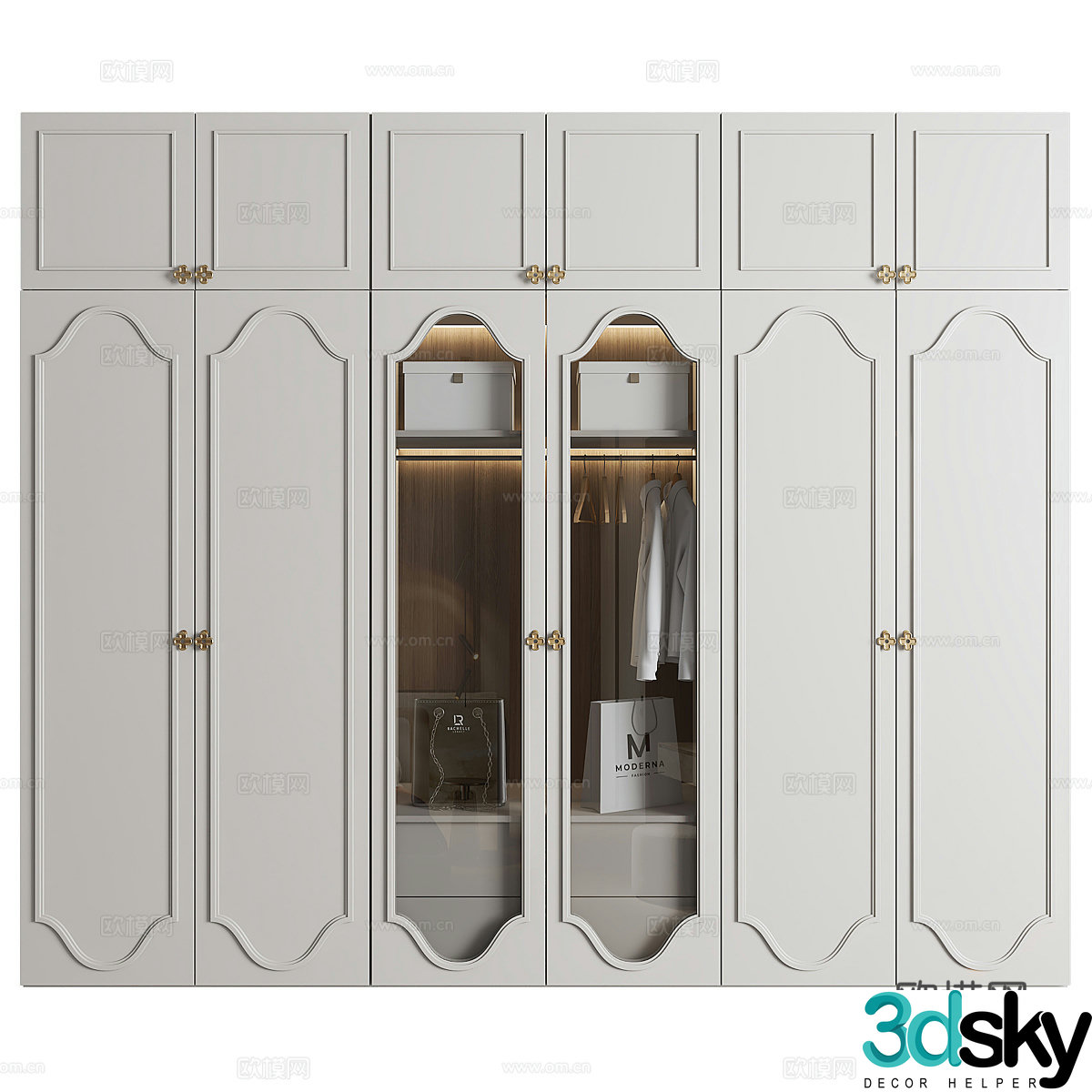 Modern Cream Trench Wardrobe 3d Model
