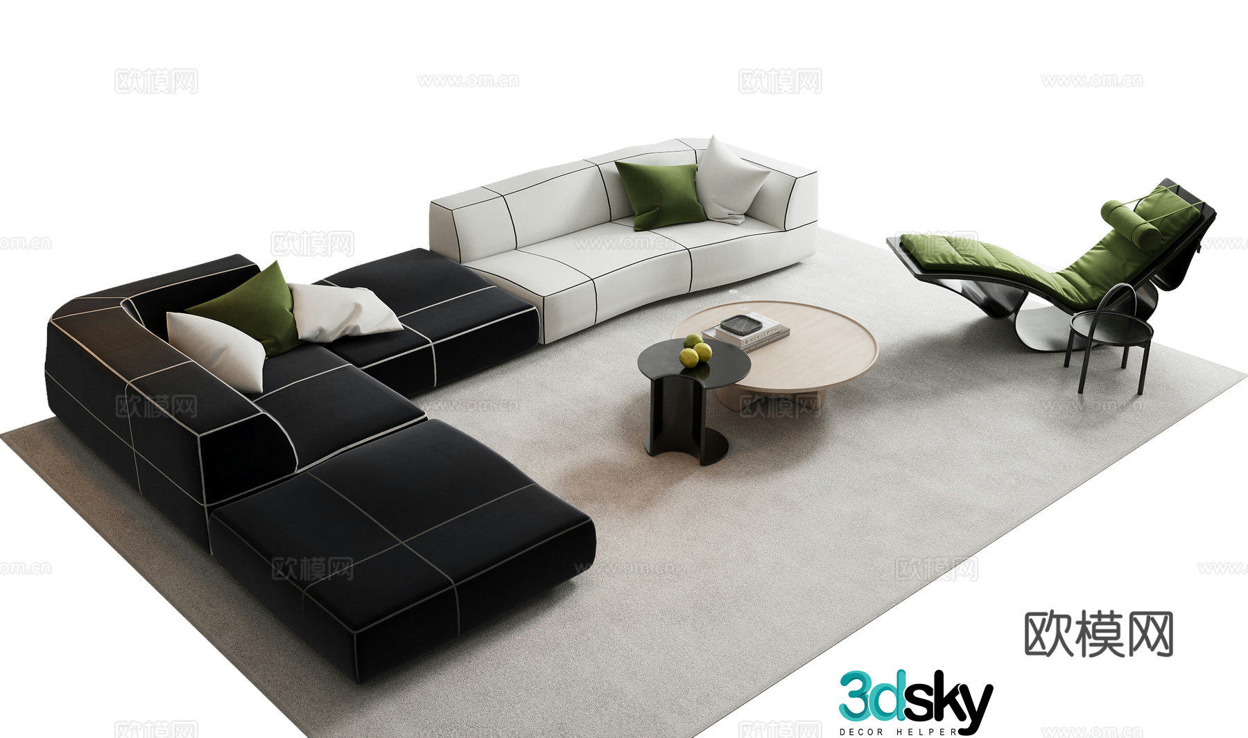 Modern sofa coffee table combination 3D model