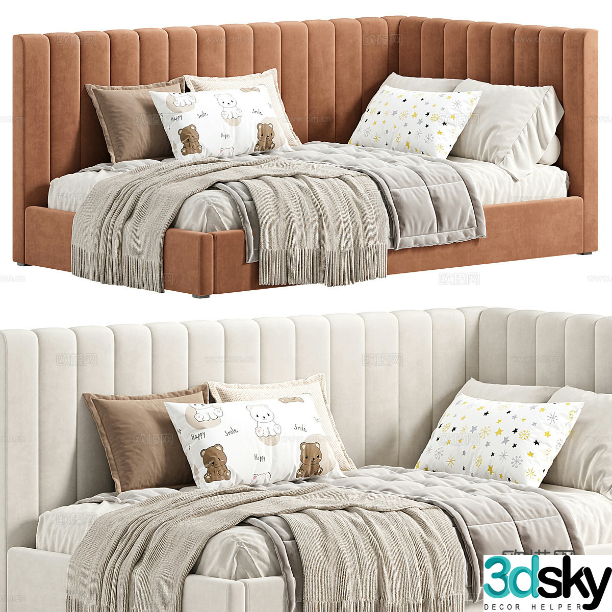 Modern Cream Style Avalon Children’s Bed 3D Model