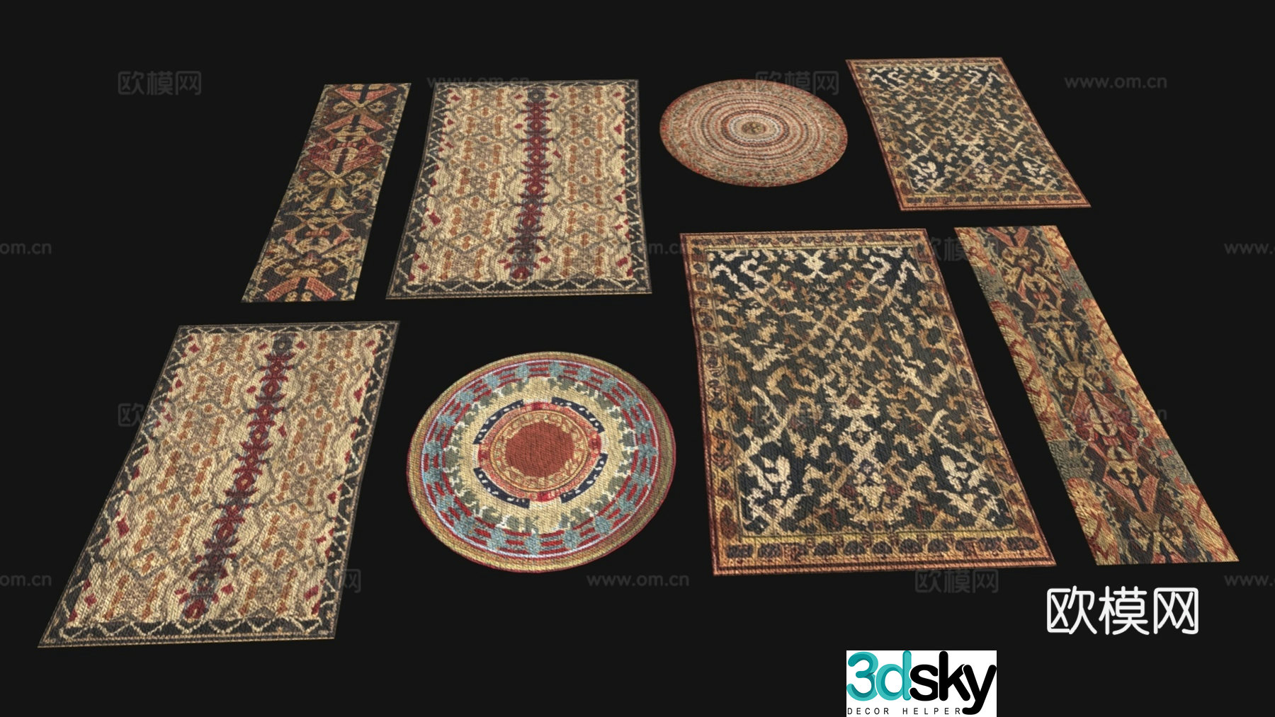 European retro carpet Living room carpet Round carpet European carpet Exotic carpet 3d model