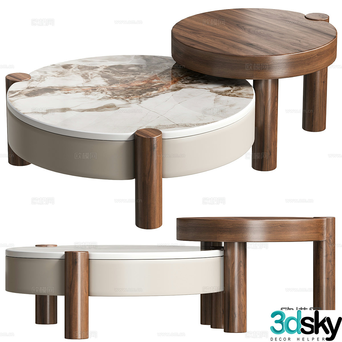 New Chinese light luxury tea table combination 3D model