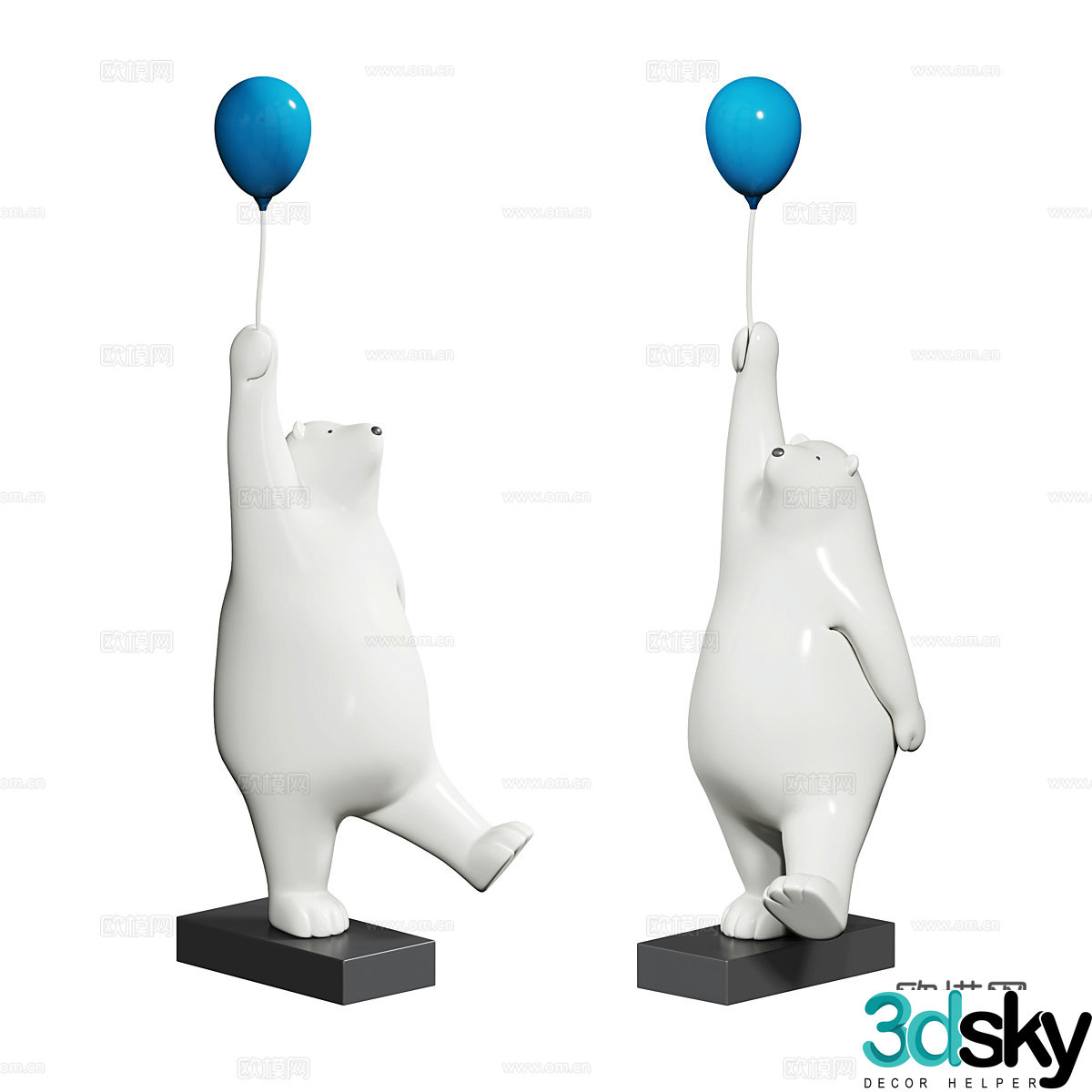 Modern polar bear sculpture ornament 3d model