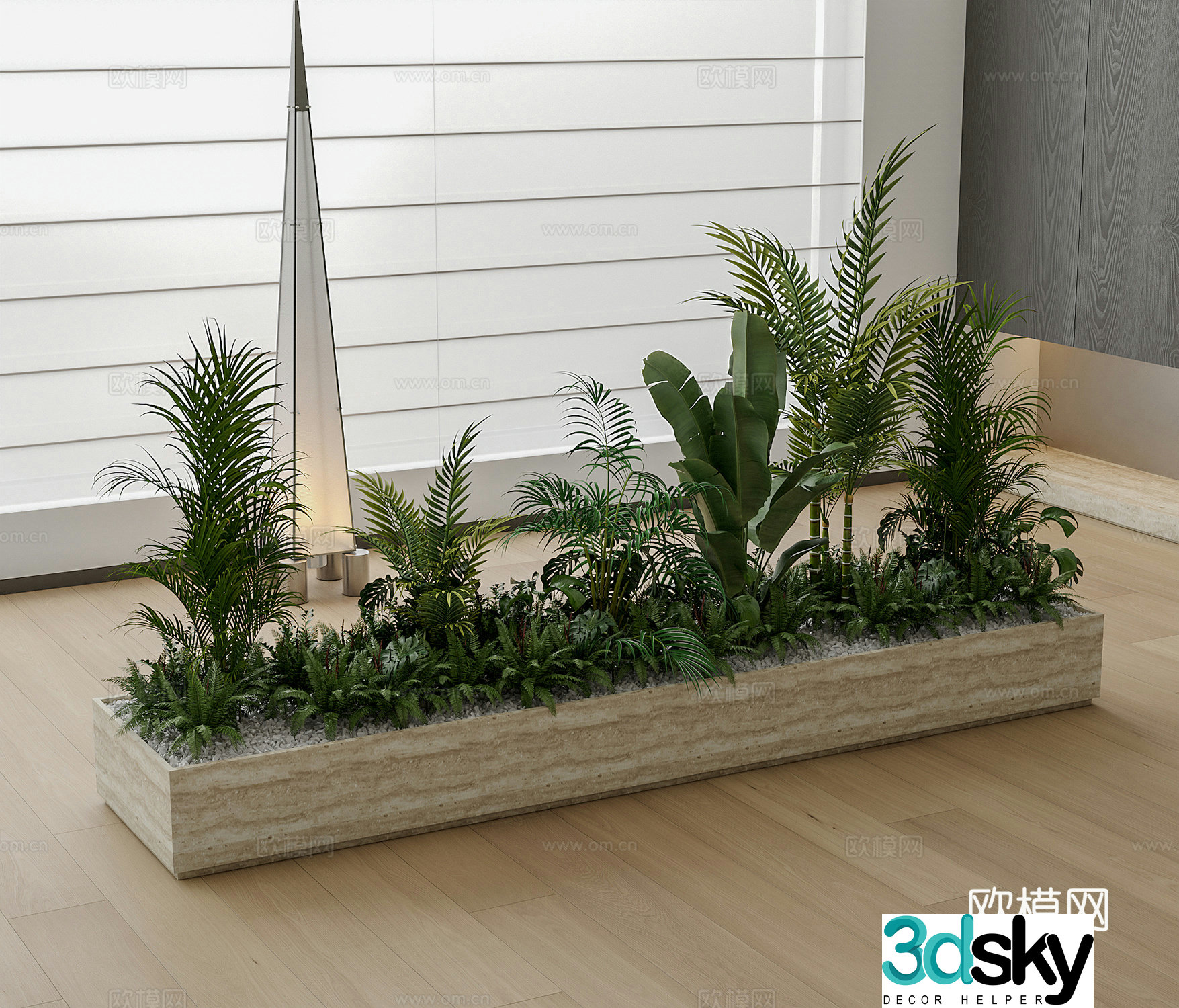 Modern plant pile potted green plants floor lamp 3d model