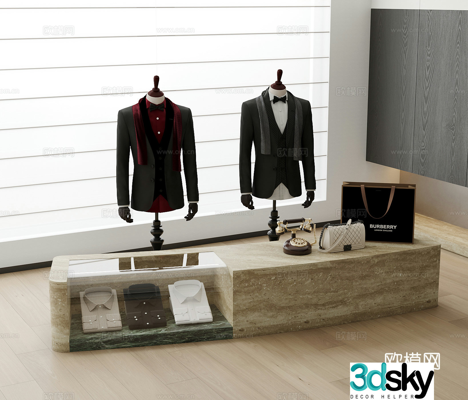 Modern Clothes Jewelry Bags Shirt 3d Model