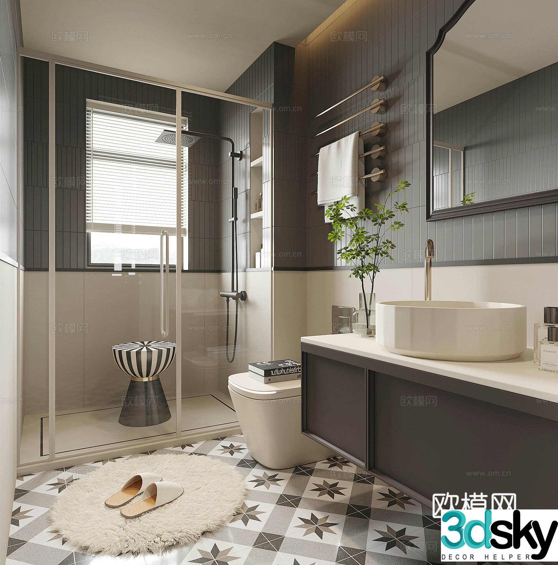 Modern French bathroom 3d model