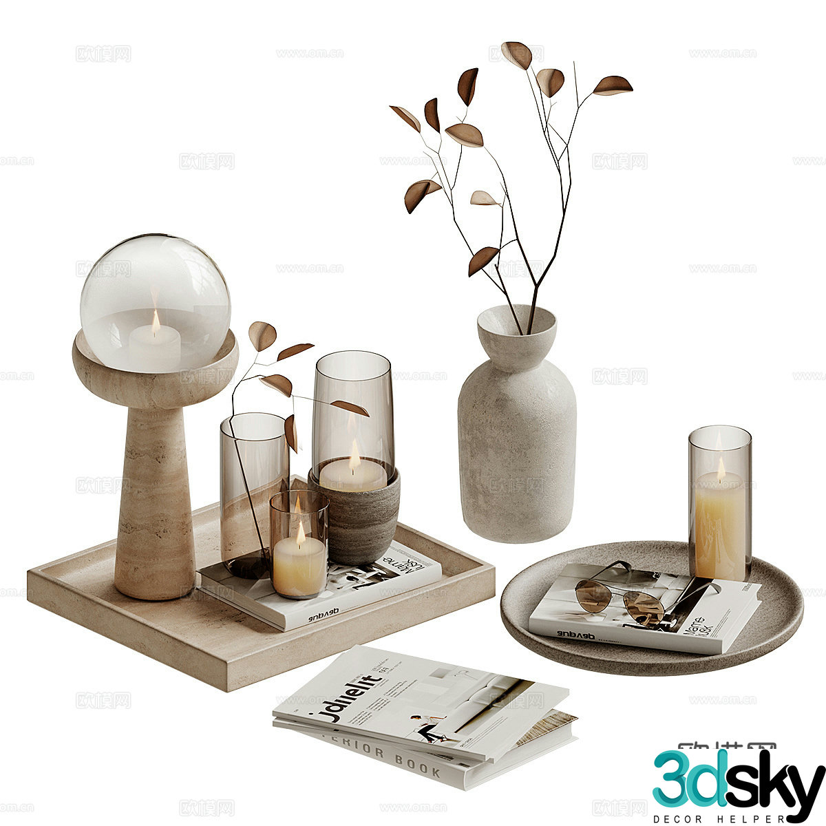 New Chinese style Wasabi ornament combination 3D model