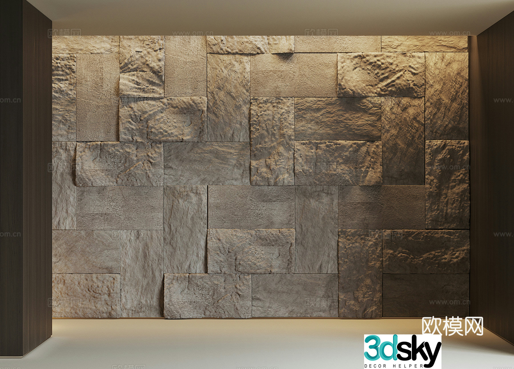 Modern rock background wall 3d model
