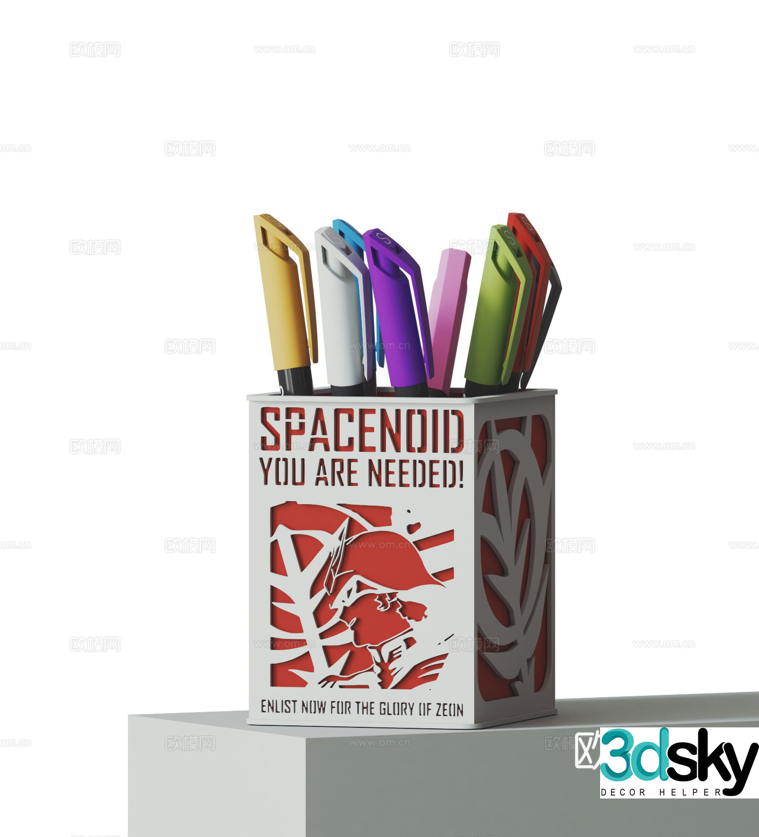 Modern pen holder 3d model