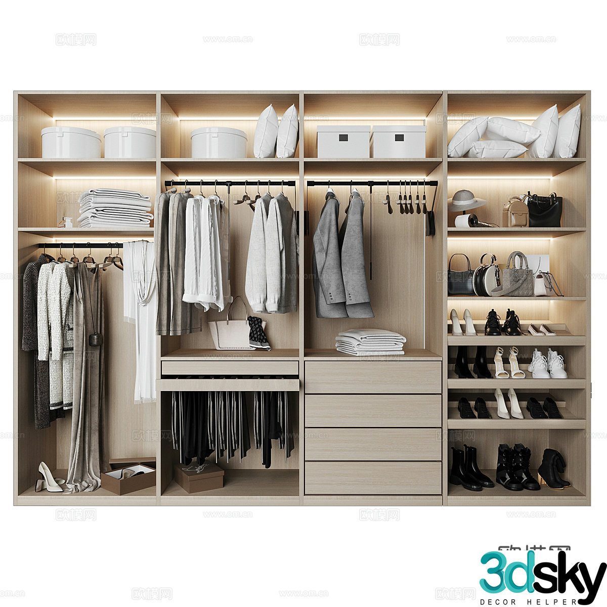 Modern Italian minimalist wardrobe 3d model