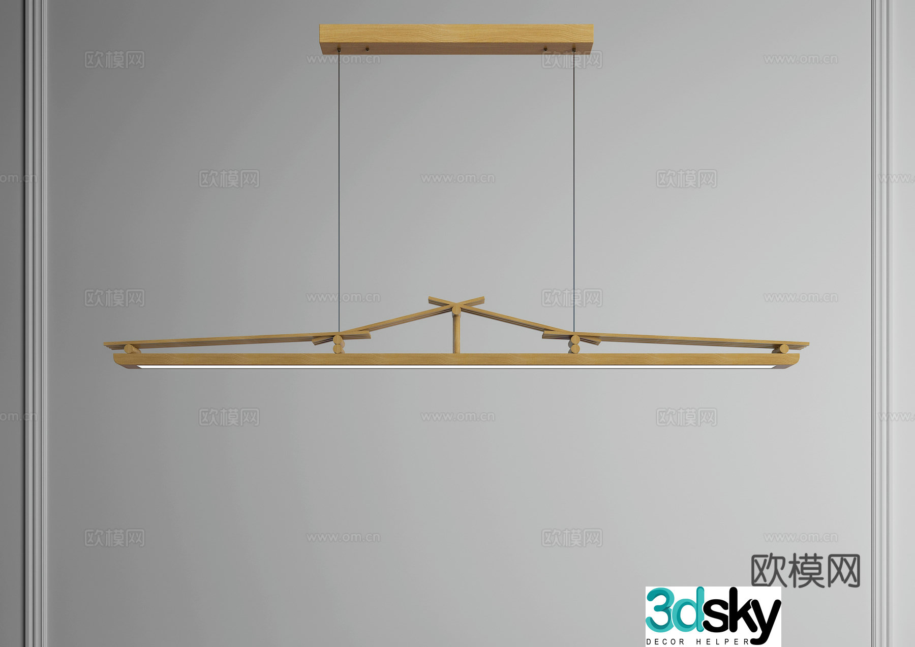 Zen chandelier Log chandelier One-line chandelier Long strip chandelier Song chandelier Restaurant chandelier 3D model