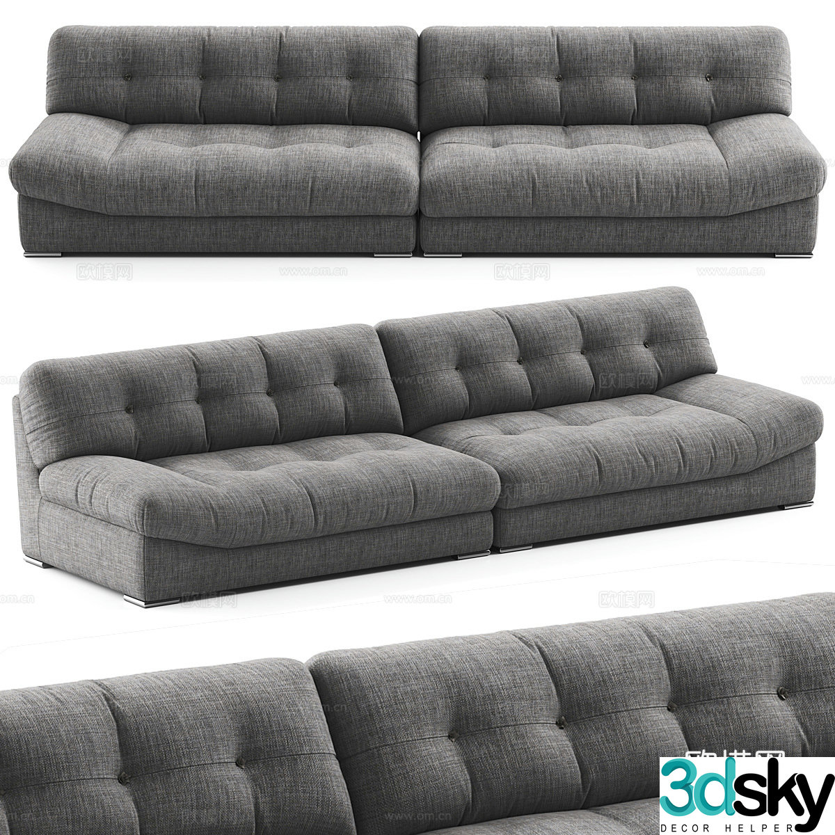 Modern simple double sofa double sofa simple sofa living room sofa pillow 3D model