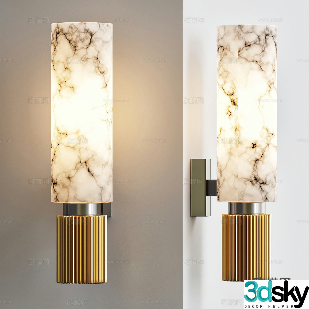 New Chinese style light luxury decorative wall light 3D model