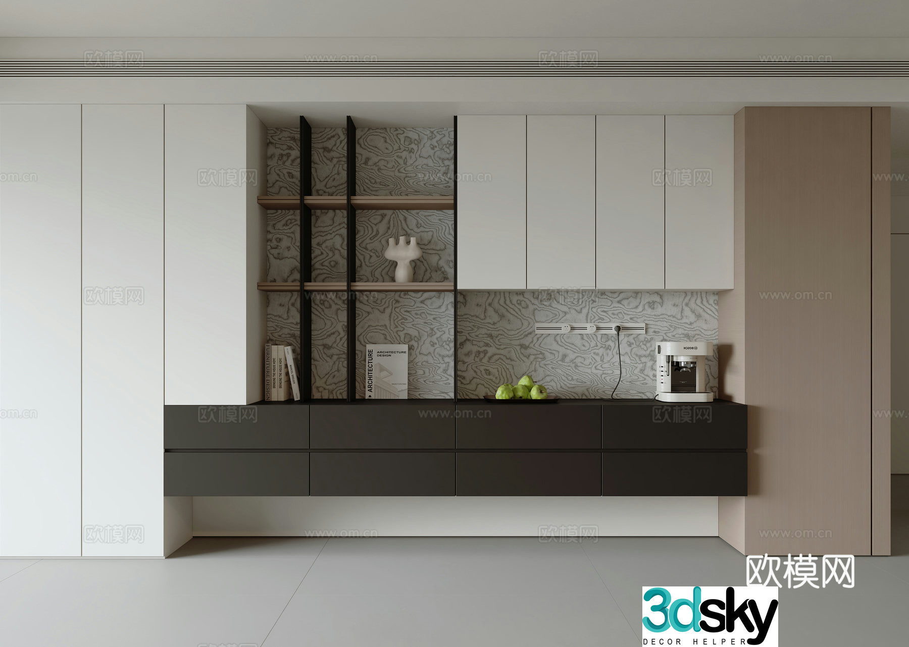 Modern bookcase 3d model