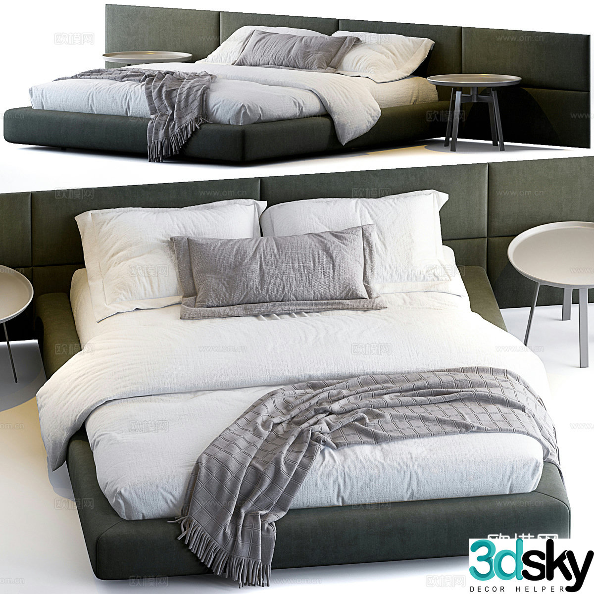 Modern Poliform fabric double bed 3d model