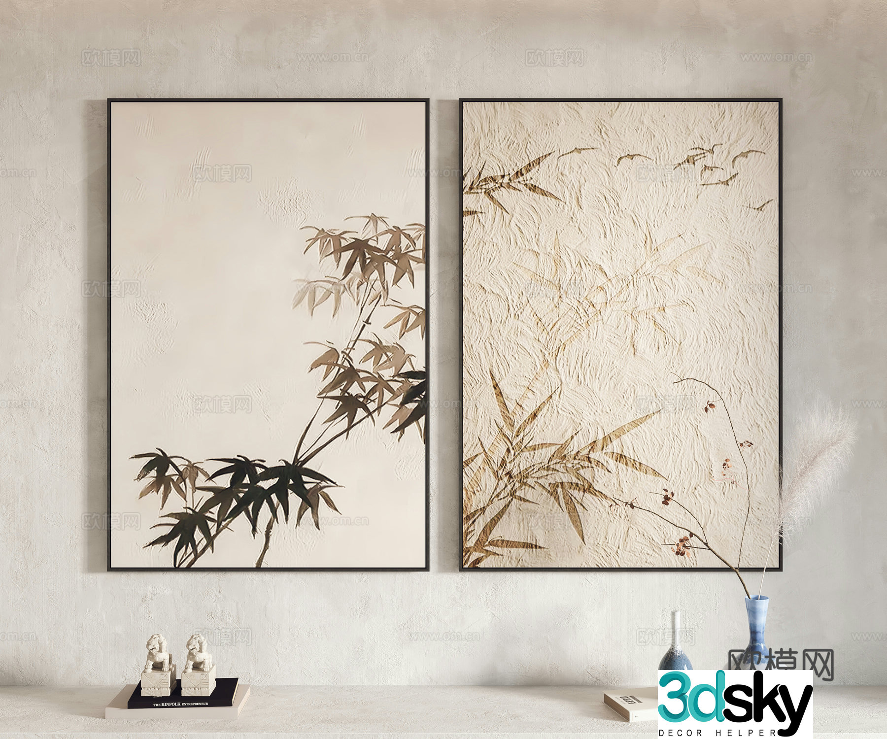 New Chinese style decorative painting 3D model