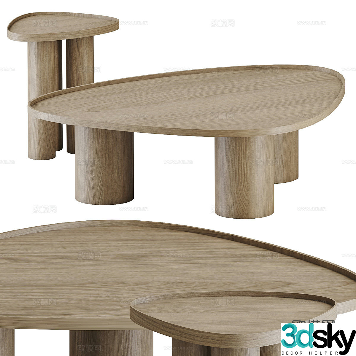 New Chinese style Wasabi solid wood coffee table 3D model