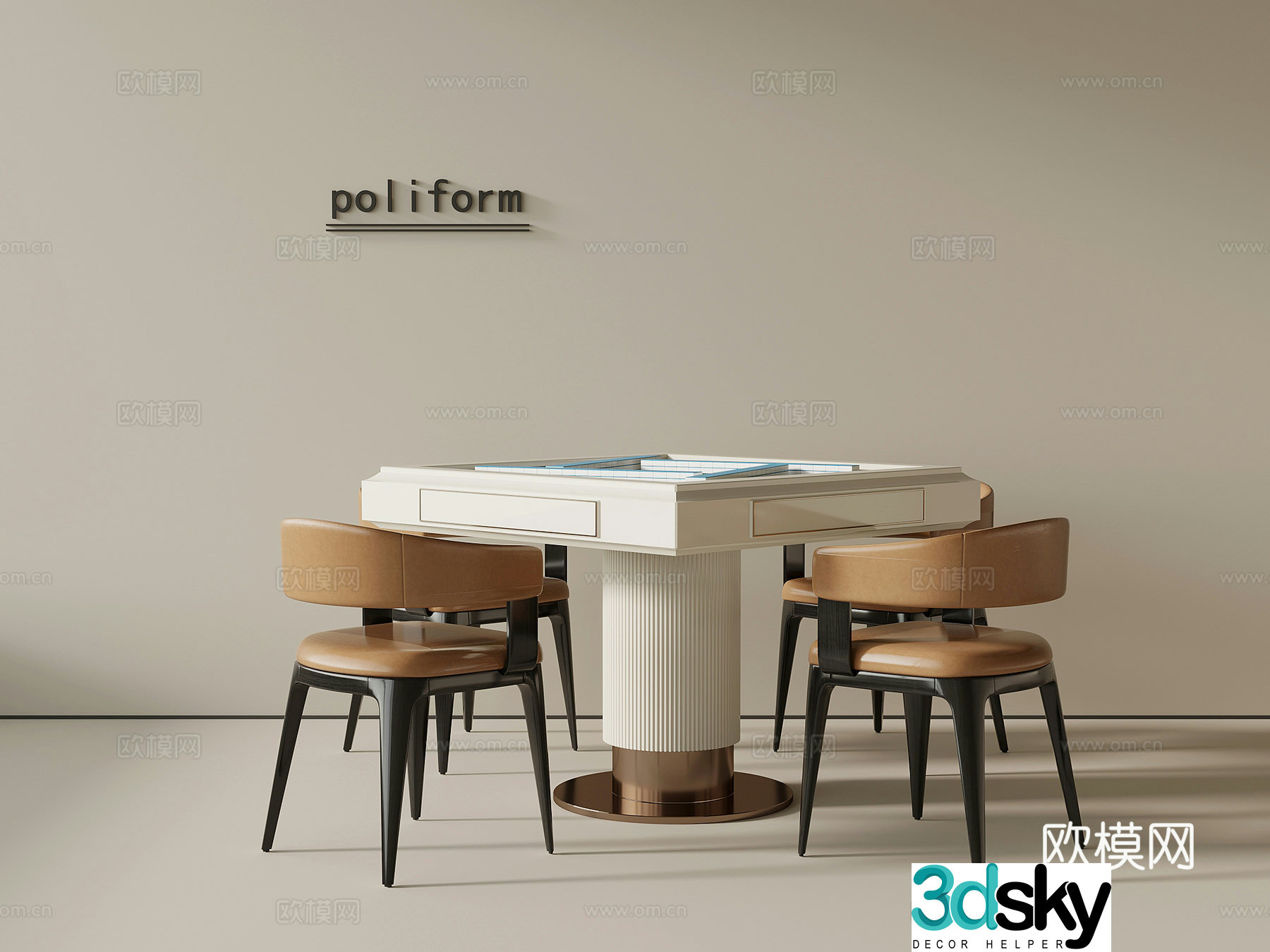 Modern mahjong table chess and card table casual table and chair 3d model