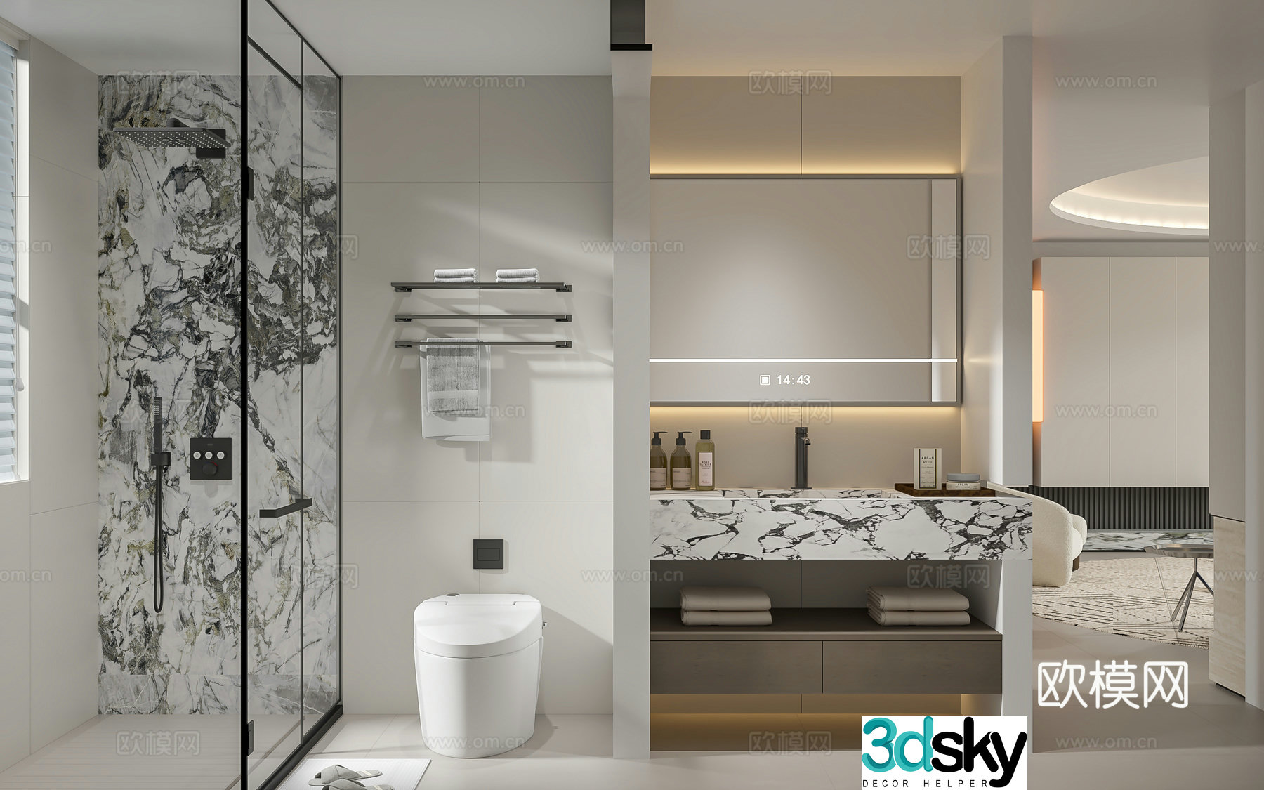 Modern bathroom guest bathroom living room 3d model