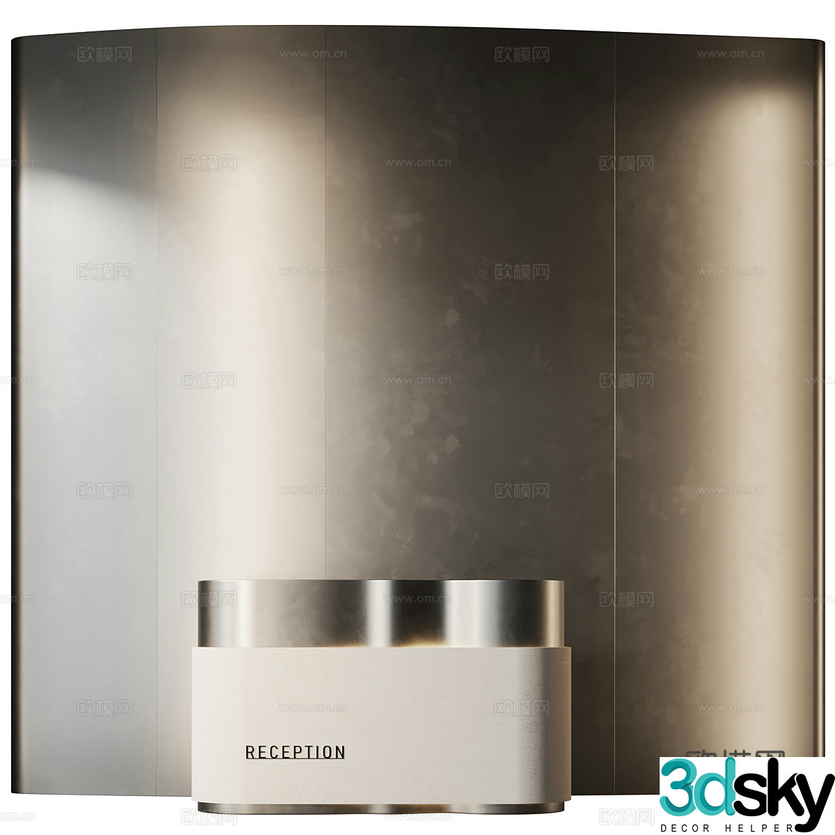 Modern light luxury minimalist reception desk 3D model