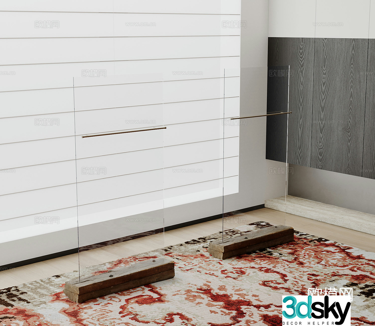 Modern glass partition hanger 3d model