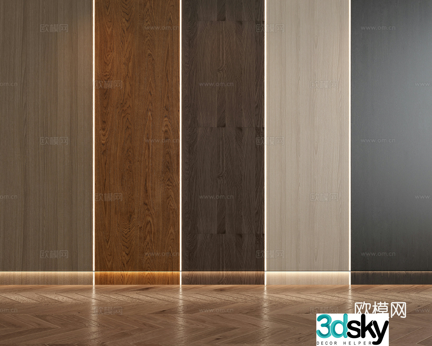 Modern wood veneer 3d model
