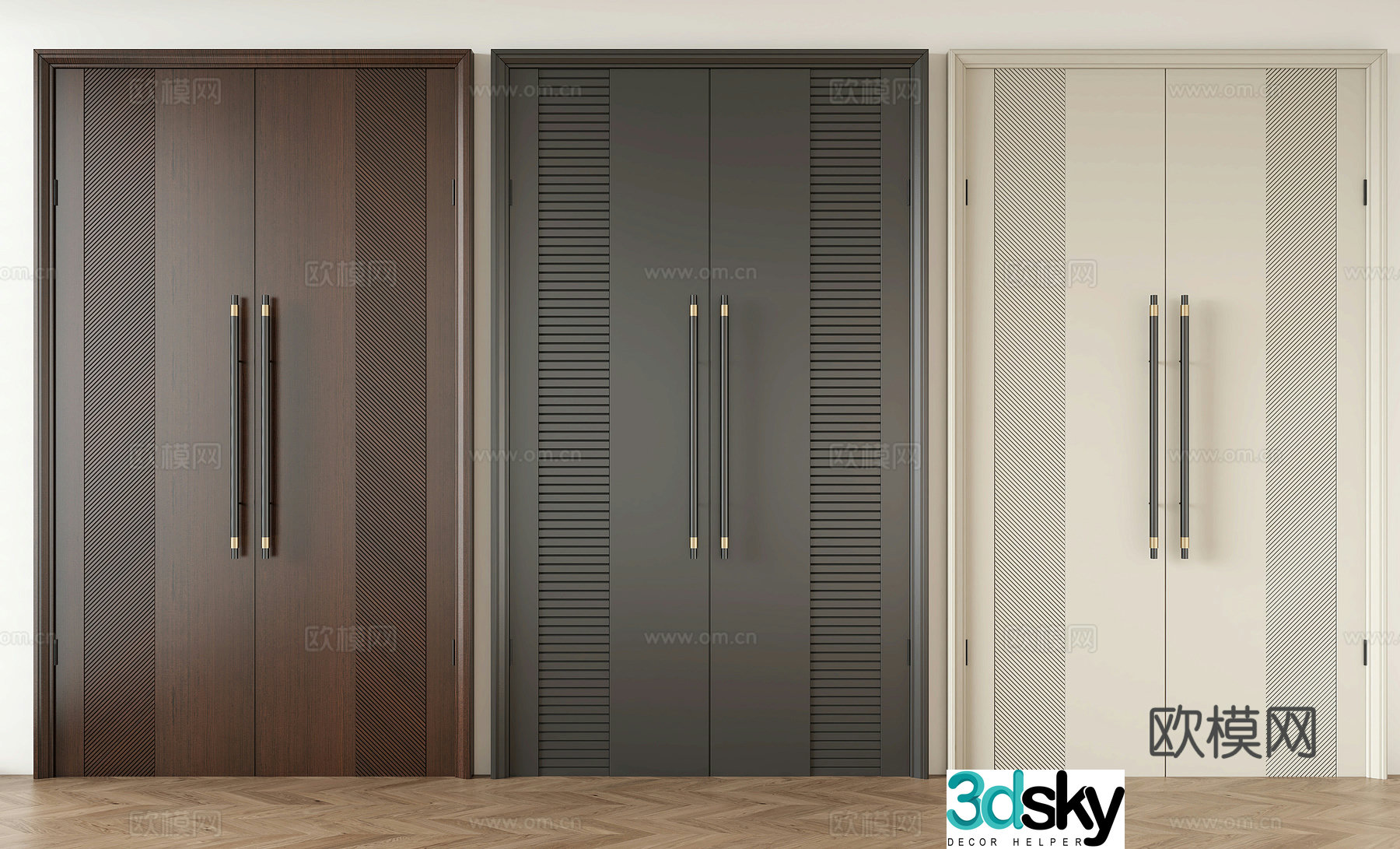 Modern double door 3D model