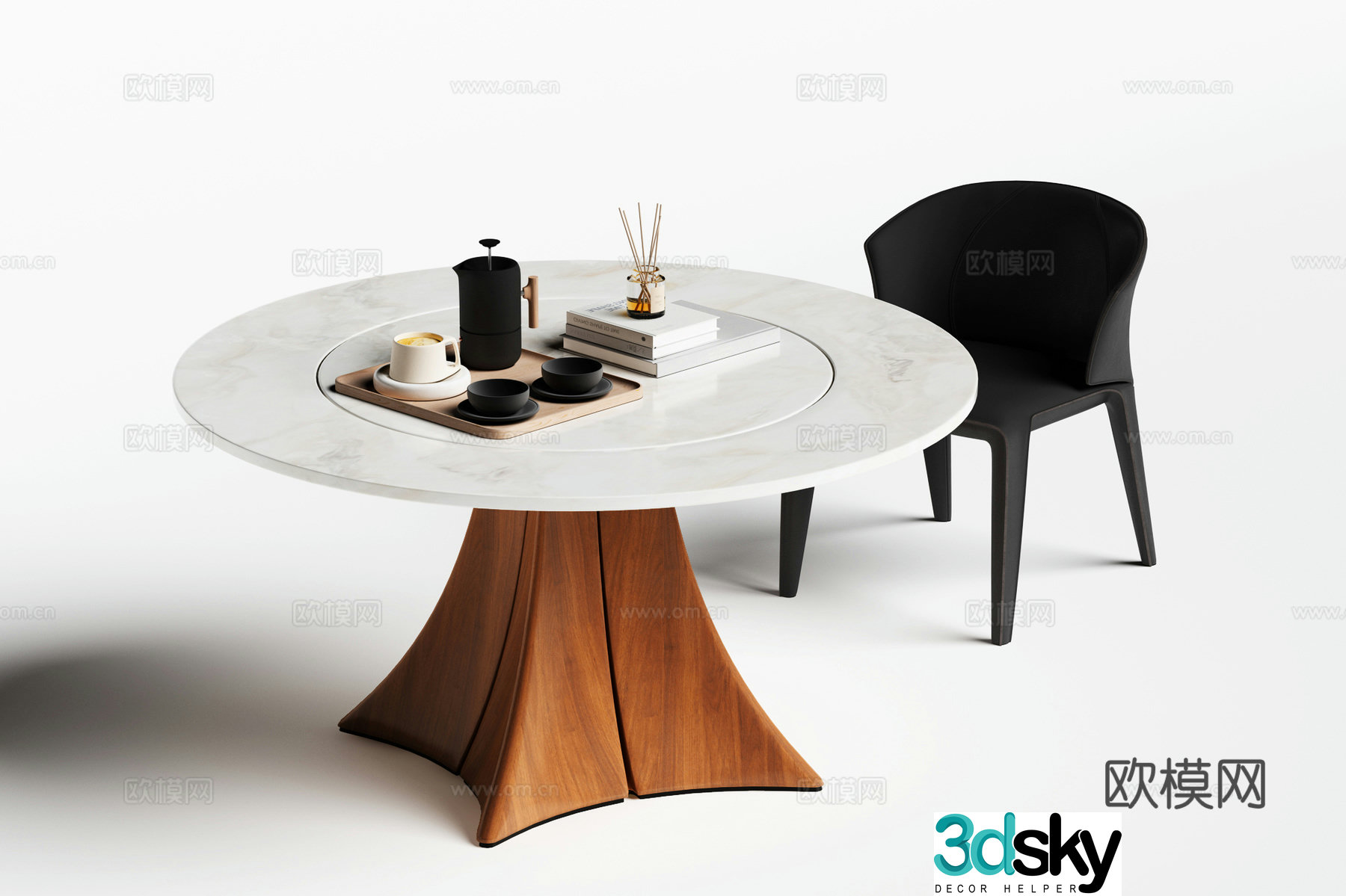 Modern Italian dining table and chair 3d model