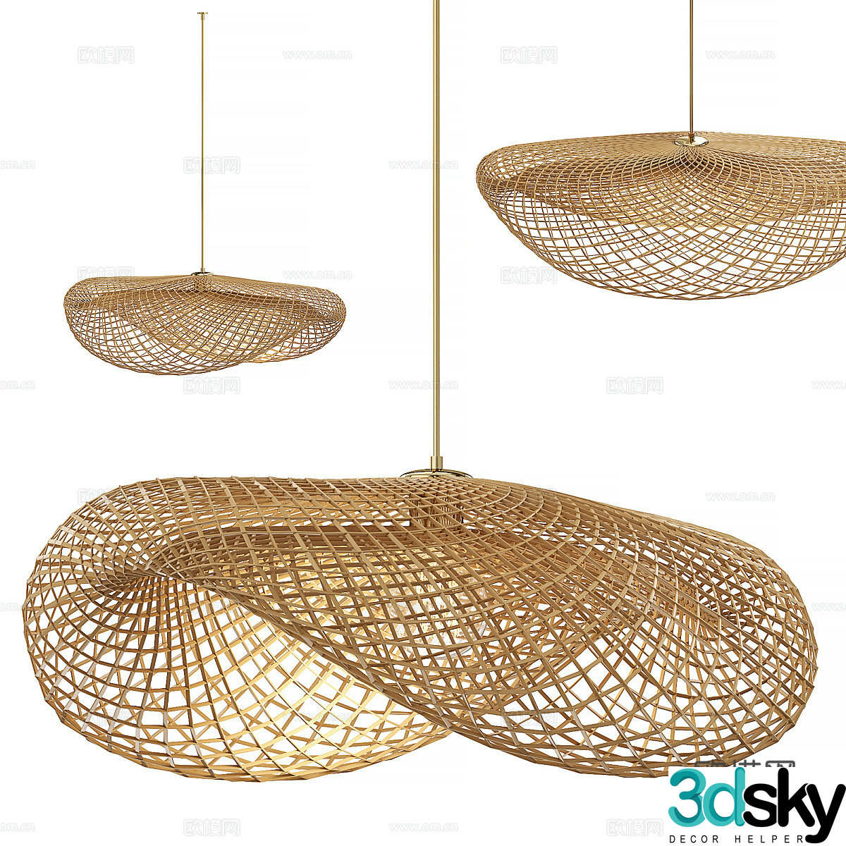 New Chinese style wasabi decorative chandelier 3D model