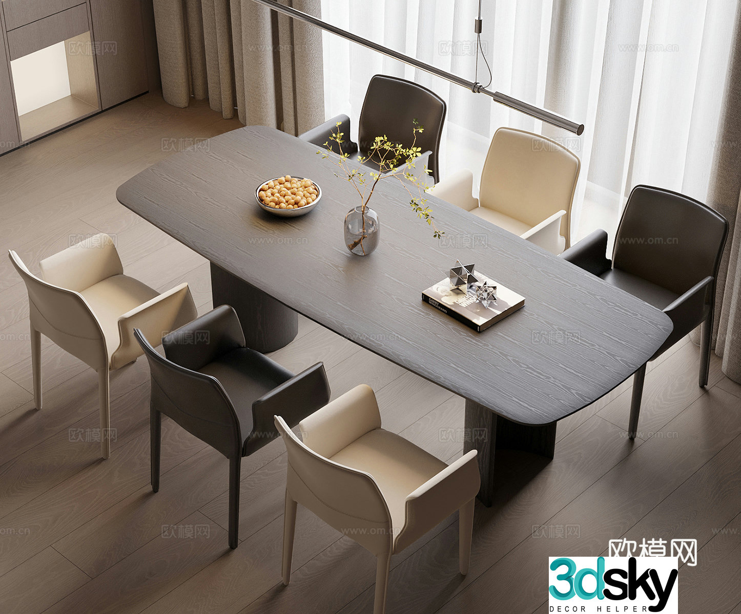 Modern Italian dining table and chair 3d model