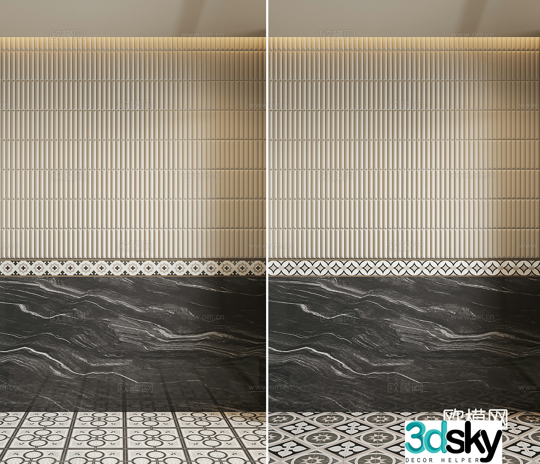 Modern wall and floor tiles 3d model