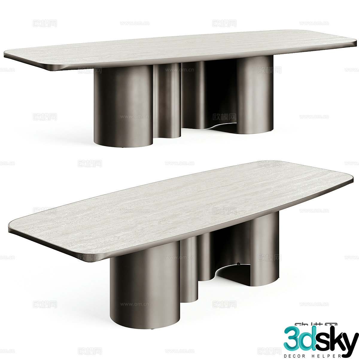 Modern Italian light luxury dining table 3D model