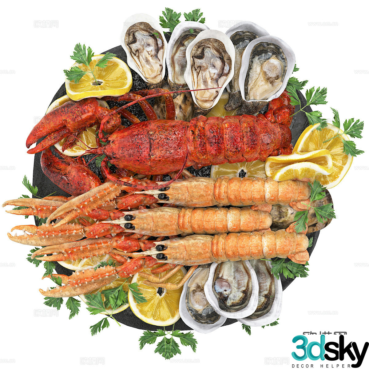 Seafood dish seafood platter 3d model