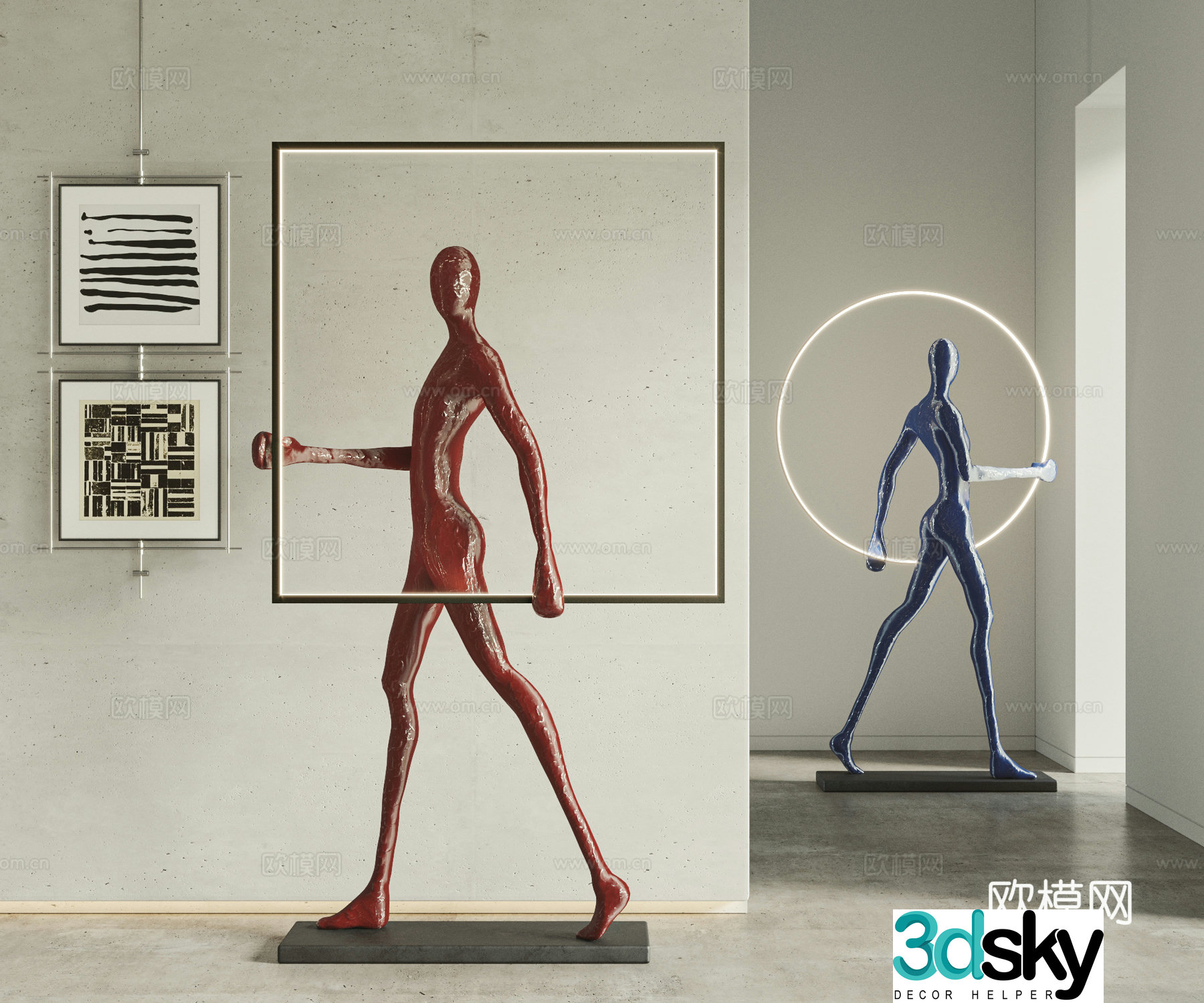 Modern sculpture combination 3d model