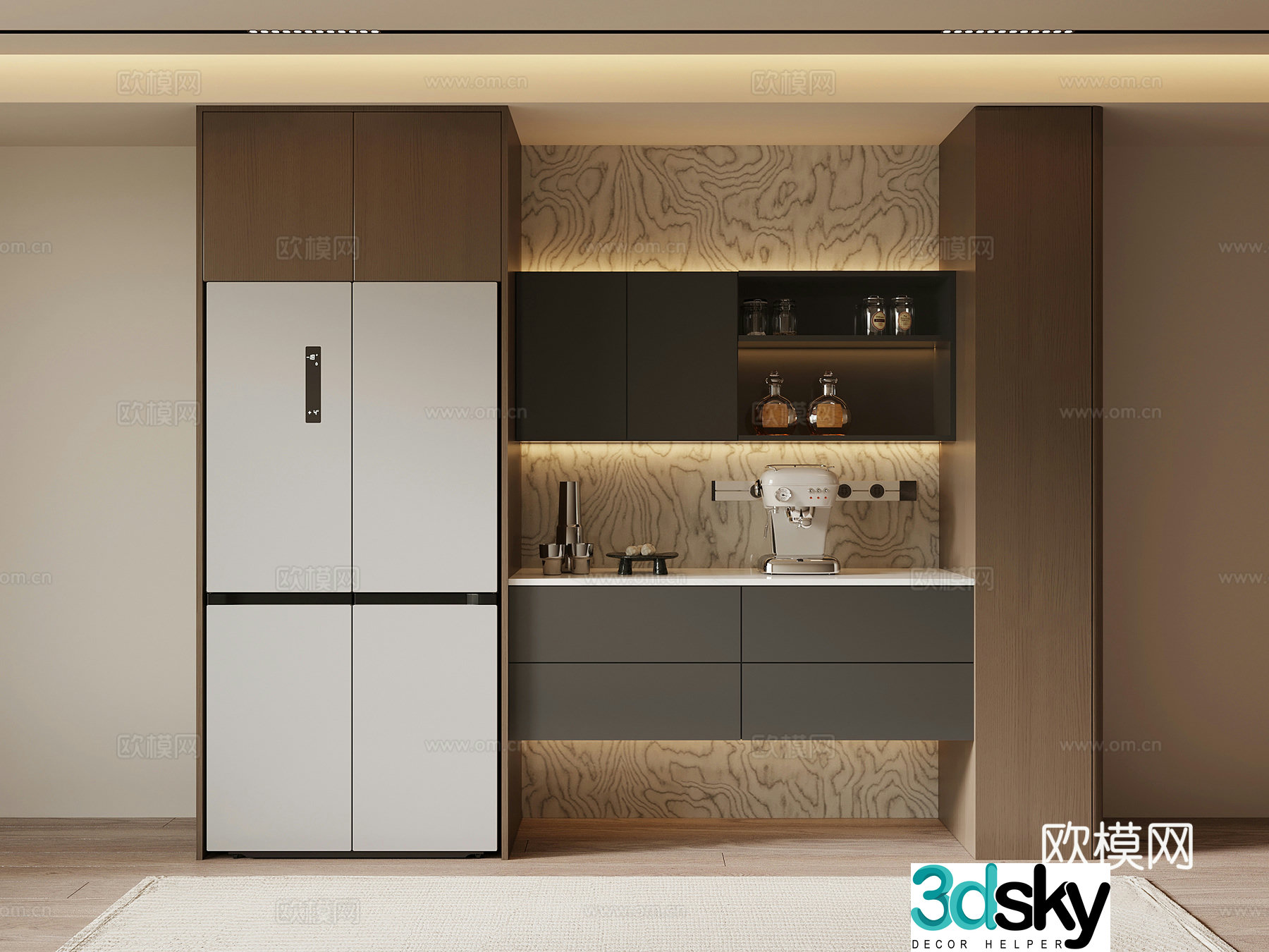 Italian minimalist wine cabinet sideboard 3D model