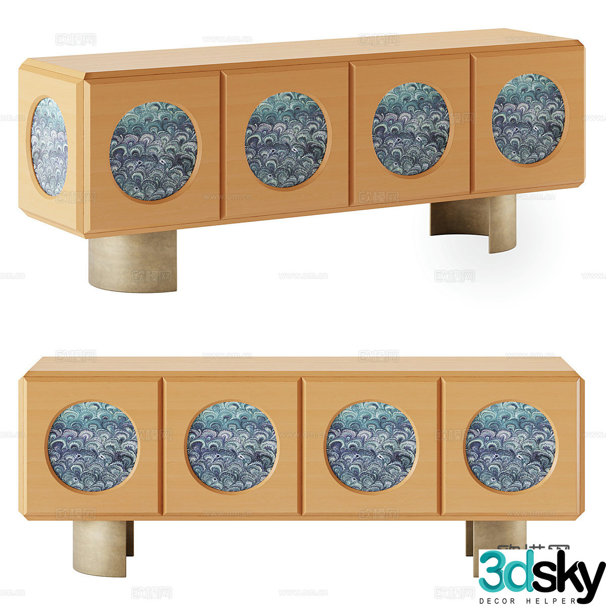 New Chinese light luxury OBLU TV cabinet 3D model