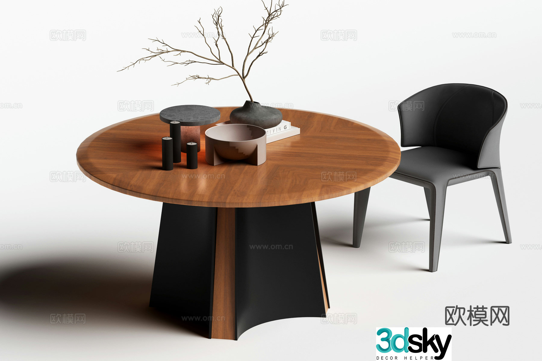 Modern dining table and chair Italian dining table and chair 3d model