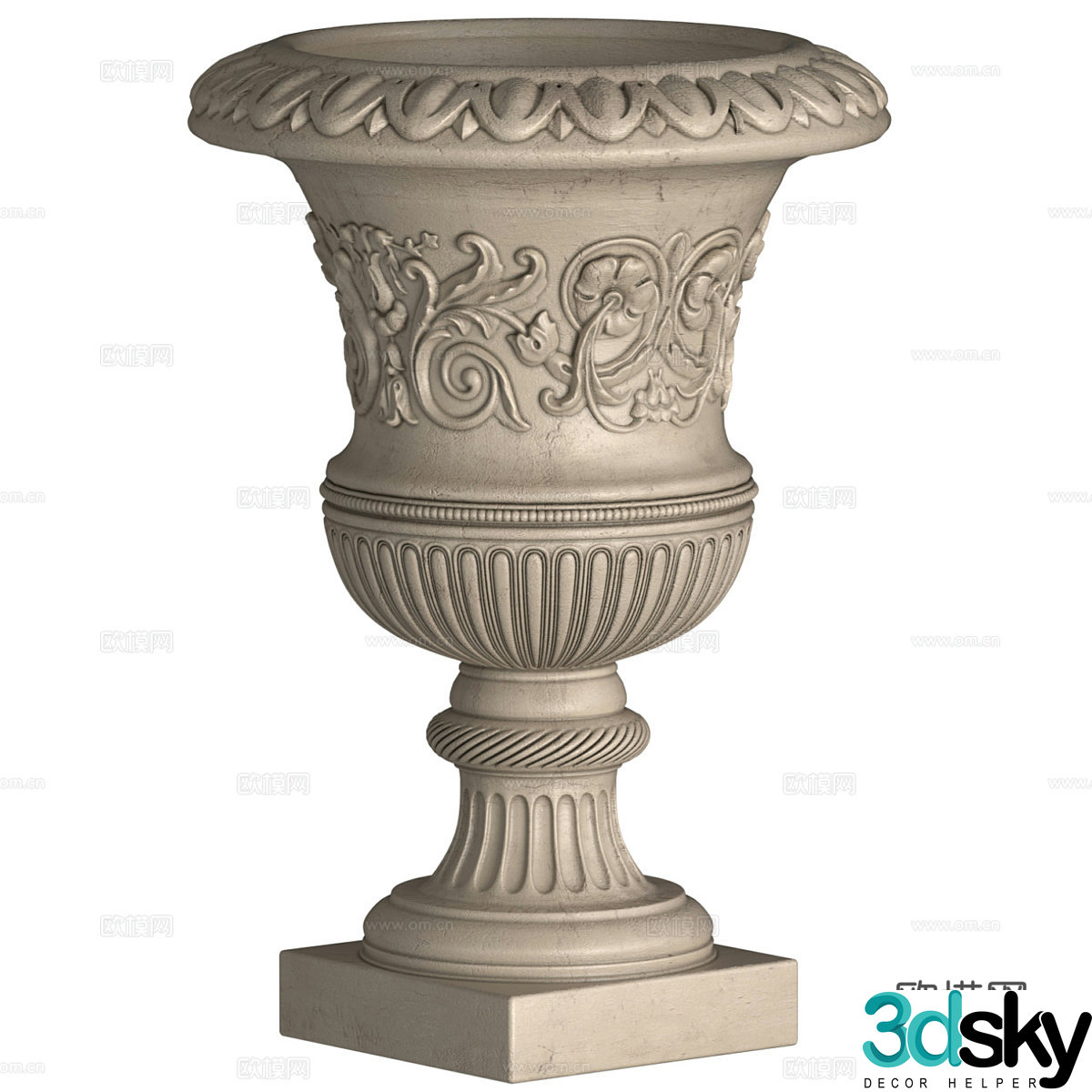 European classic outdoor vase 3d model
