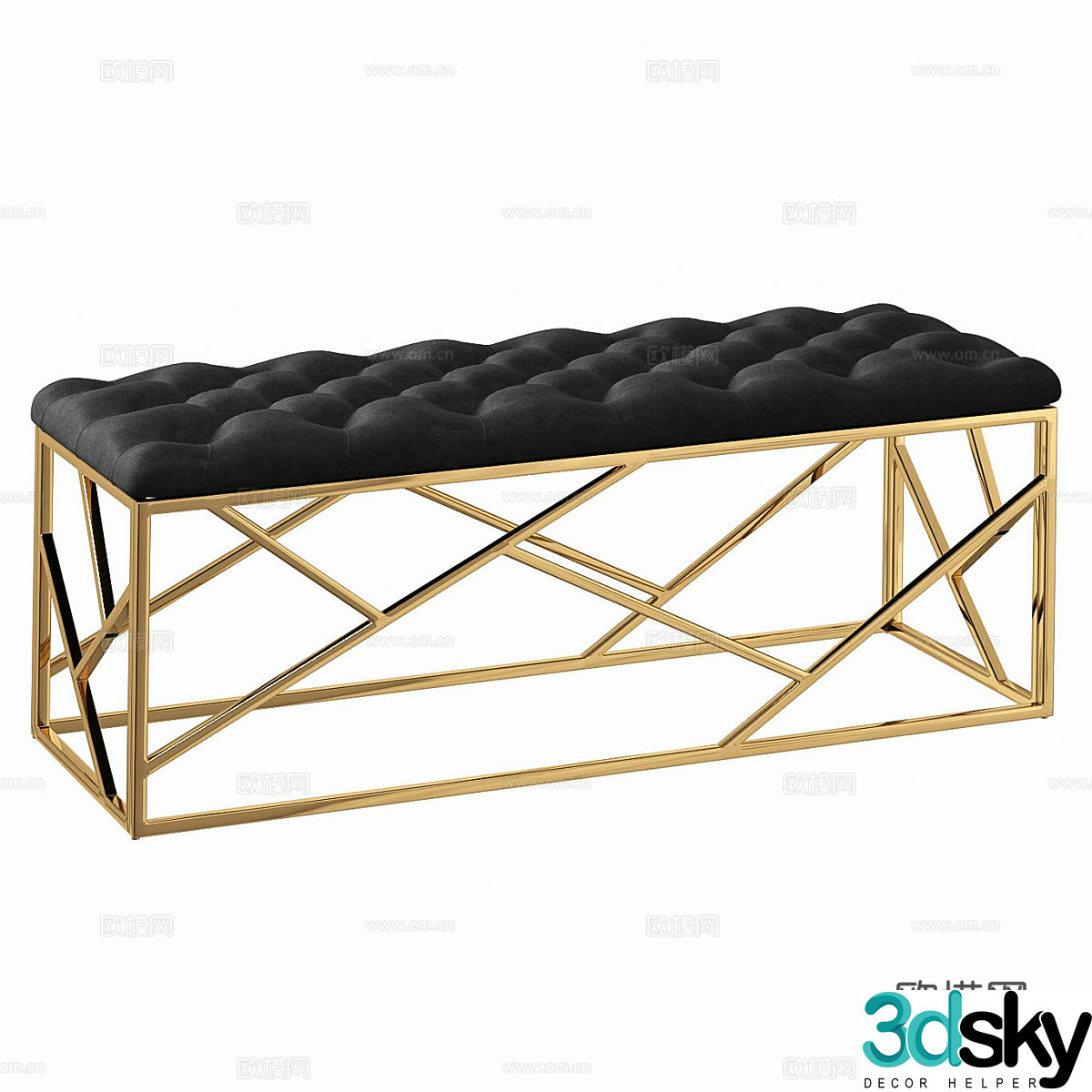 Bench tranquil furniture gold roof loft concept 3d model