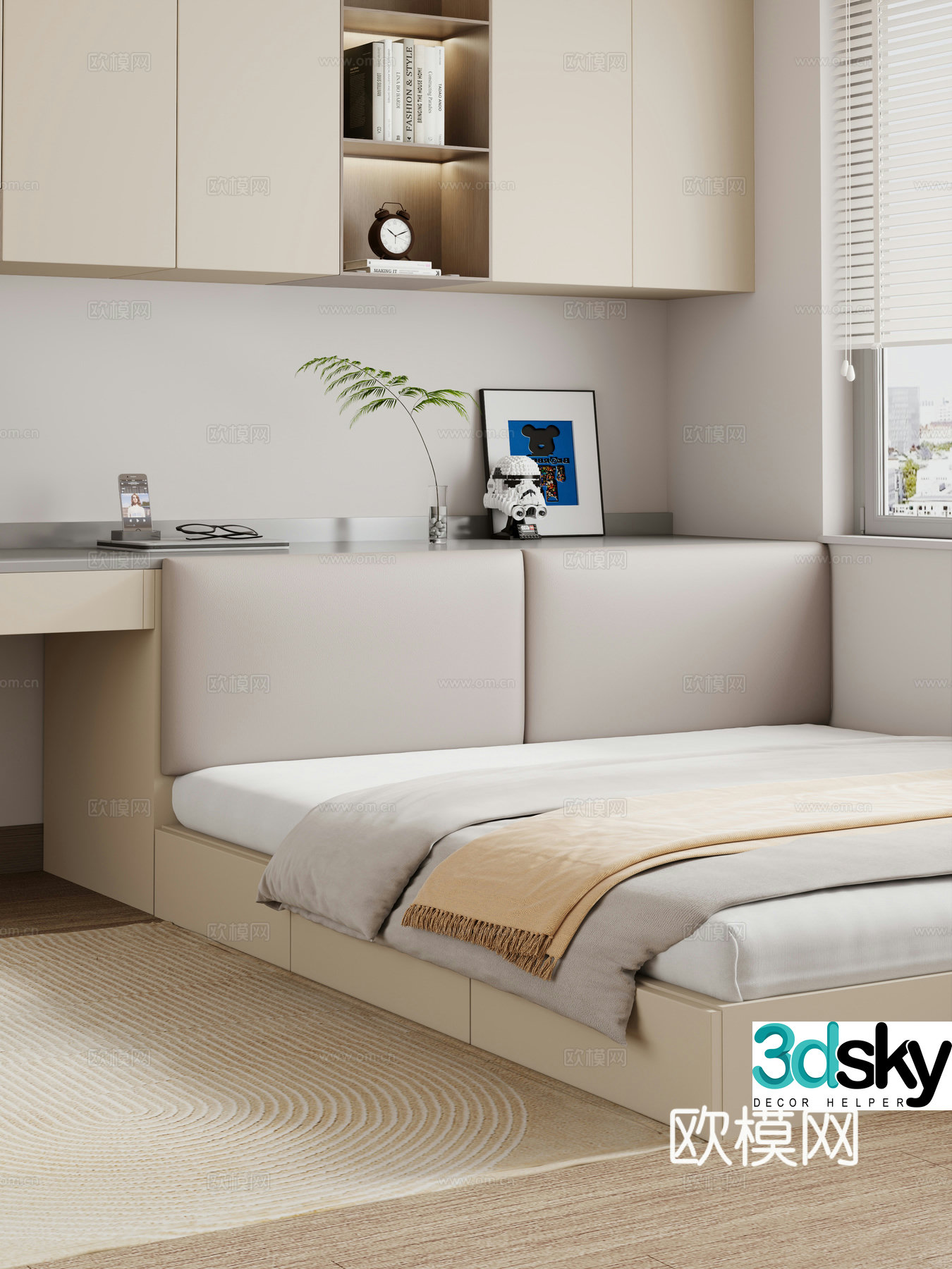 Modern tatami double bed 3d model
