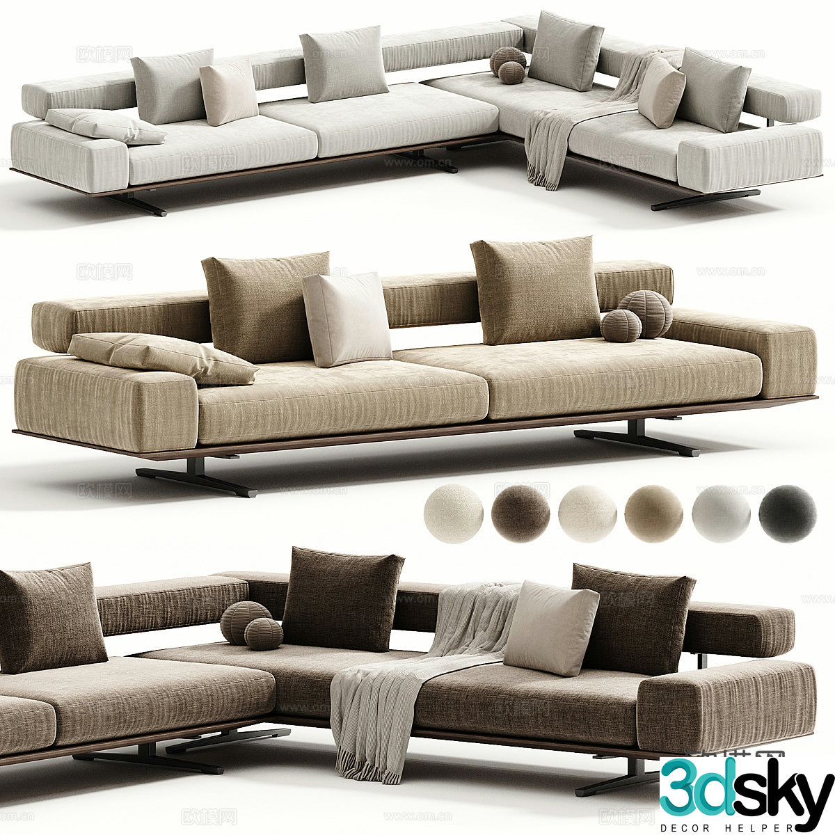 Modern Italian WING corner sofa 3D model