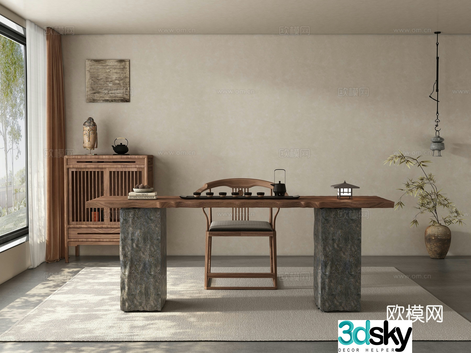 Modern medieval style tea room 3D model
