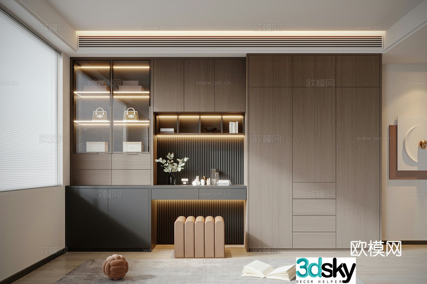 Modern wardrobe stool hanging painting 3d model
