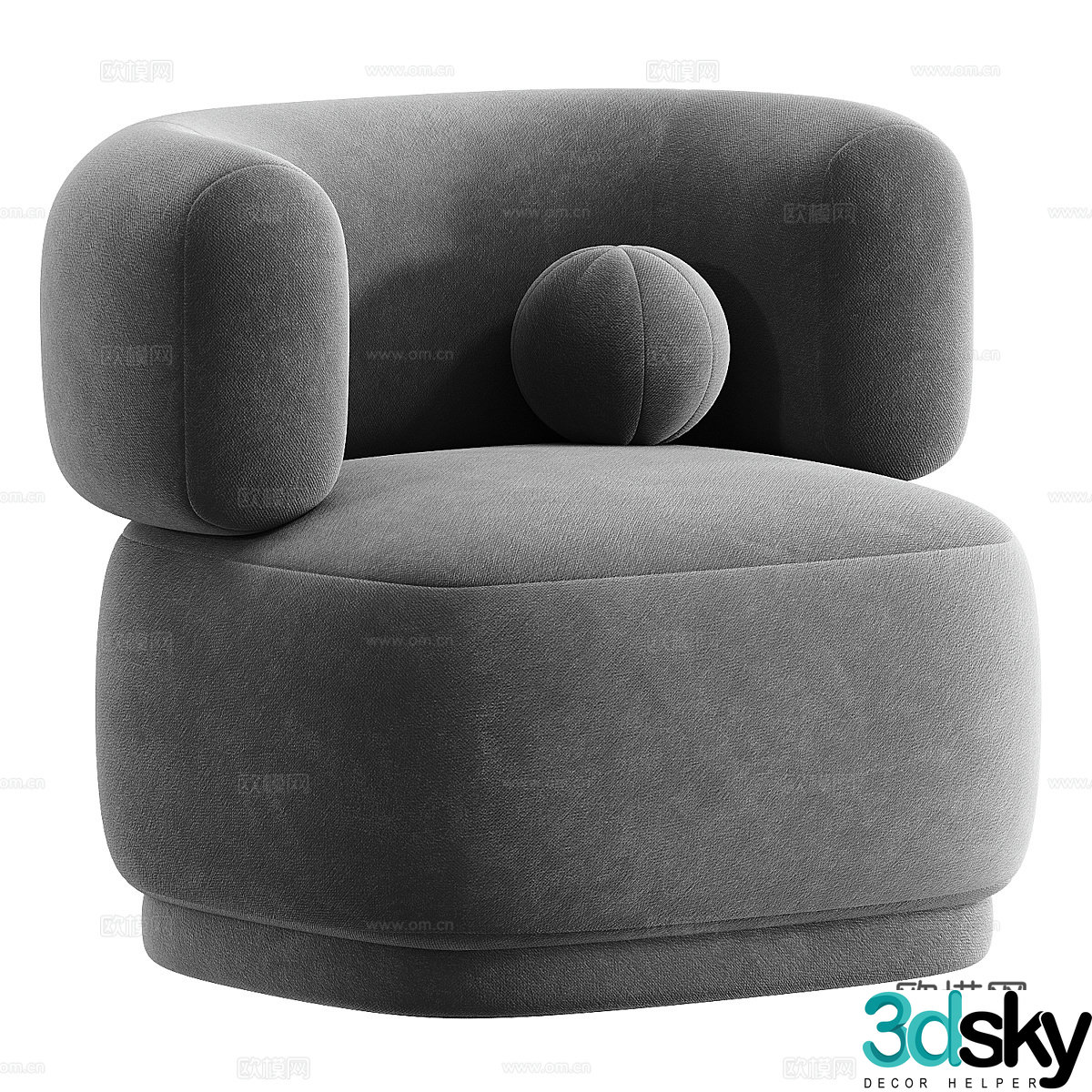 Modern cream style fabric sofa chair 3d model