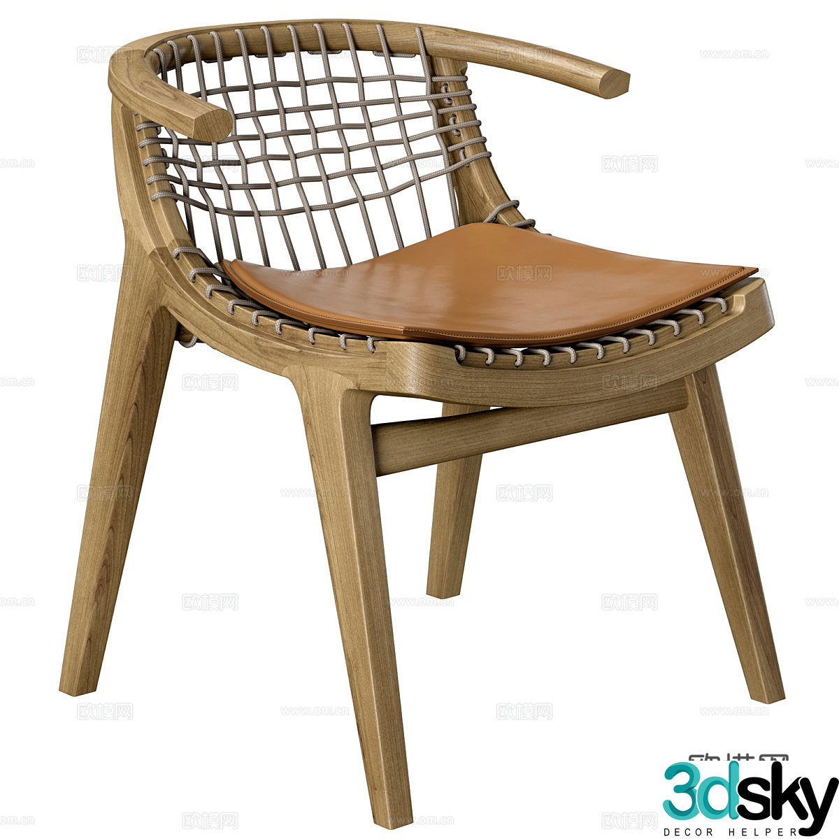 New Chinese style Wasabi Knoll Klismos chair 3d model