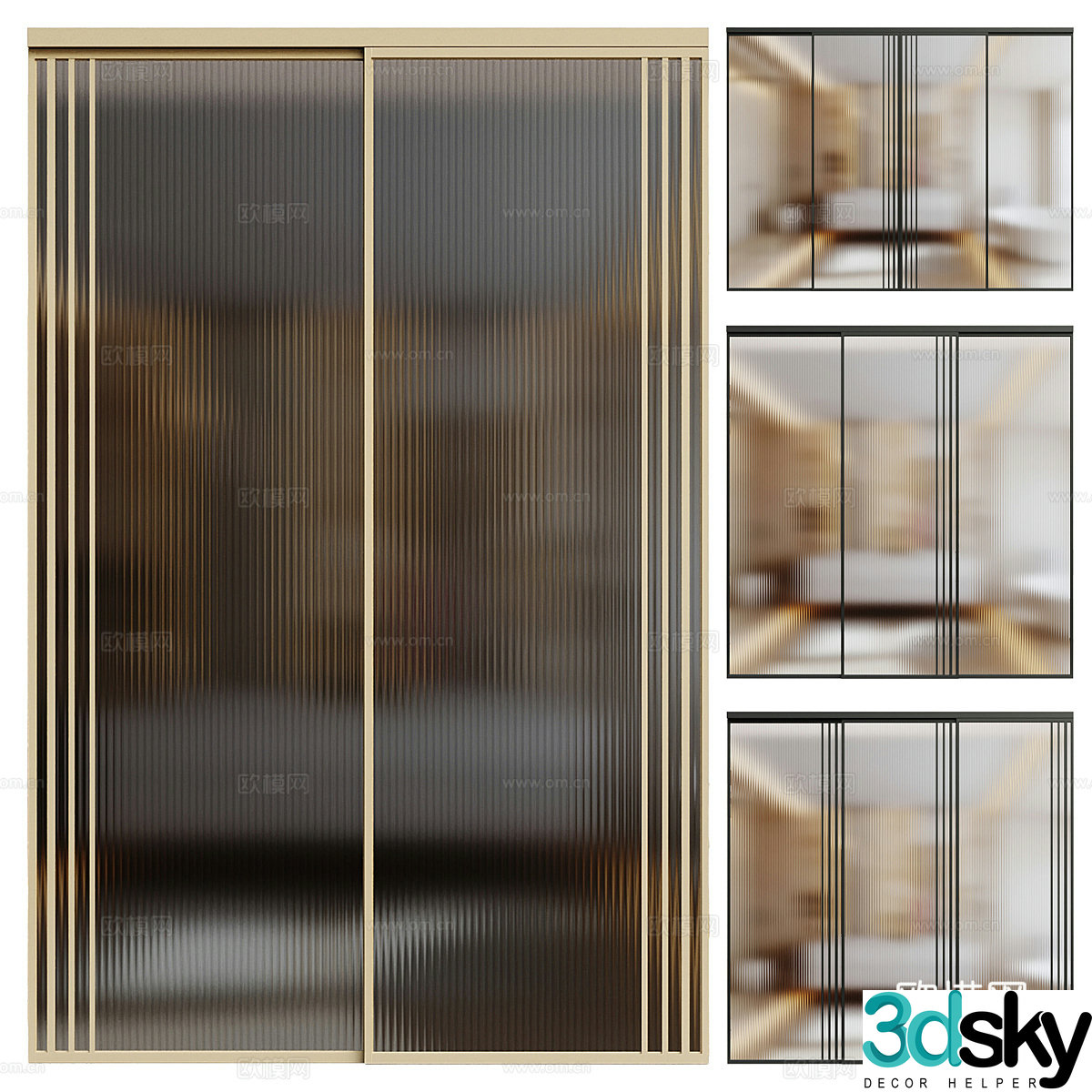 Modern minimalist glass sliding door 3d model