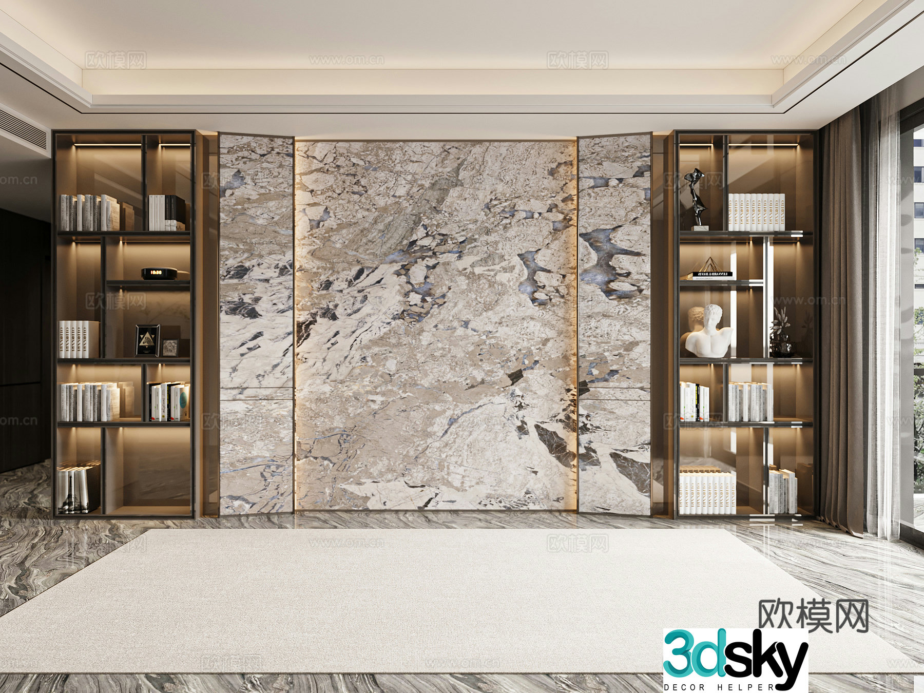 Modern light luxury bookcase 3D model