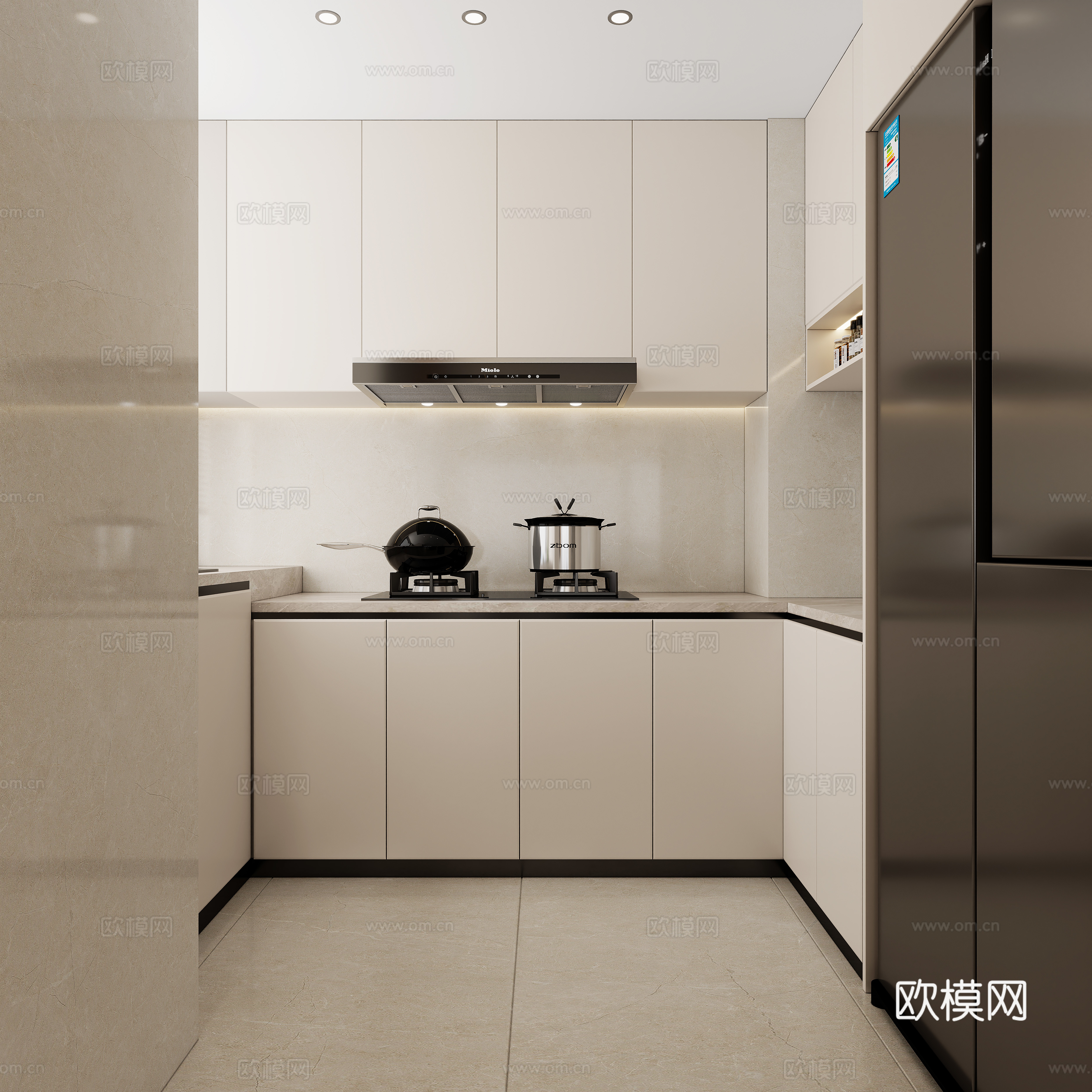 Modern living and dining room 3d model