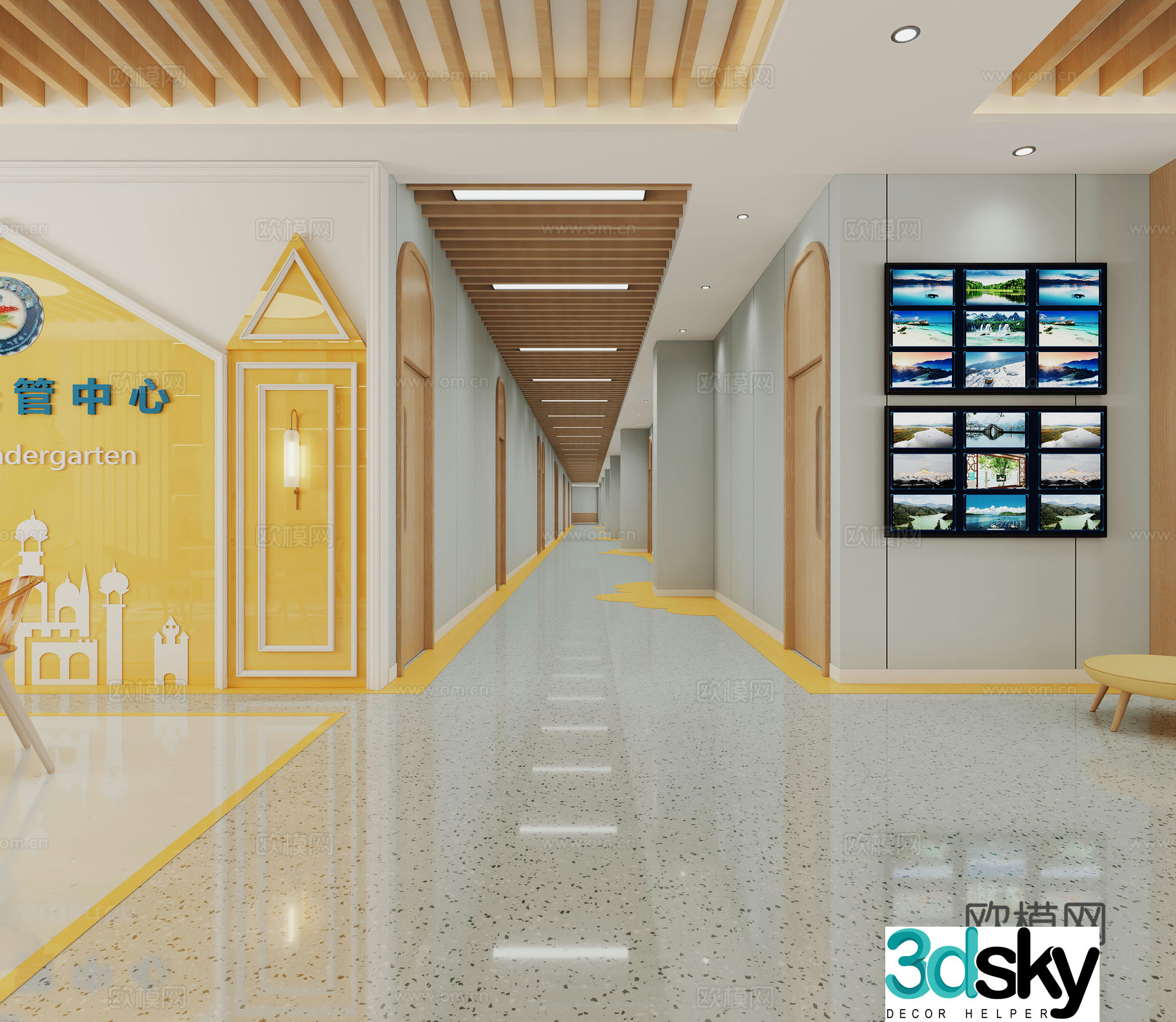 Modern kindergarten aisle 3d model